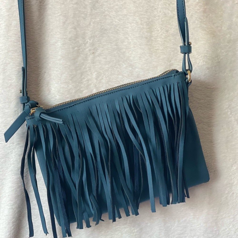 Old Navy Turquoise (dark) Fringe Handbag